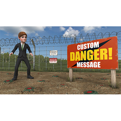 Put your own message on the sign in this minefield with a concerned businessman.