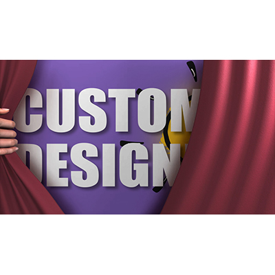 A hand pulls back a curtain to reveal your custom design.