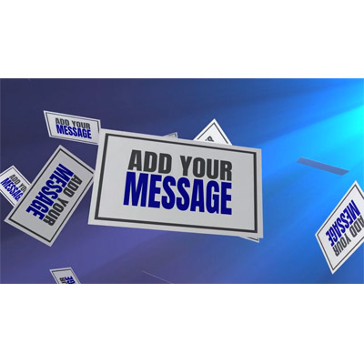 Cards with your custom design fall through beams of light.