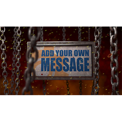 Put your custom design on this industrial sign moving among swinging chains.