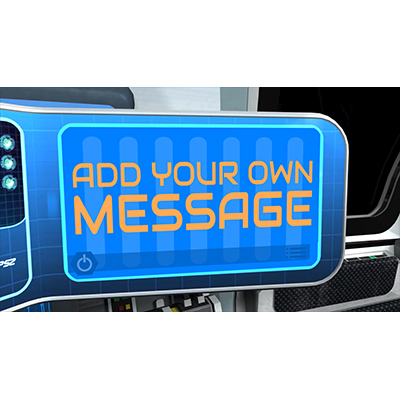 A sci-fi woman in a spaceship touches a screen to bring up your custom design.