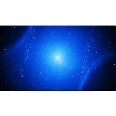 Shining white dots hovering over a blue background.