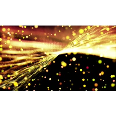 Streaming flow of colorful lines and floating dots.