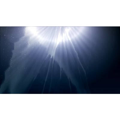 Light rays reveal particles on a skyline.