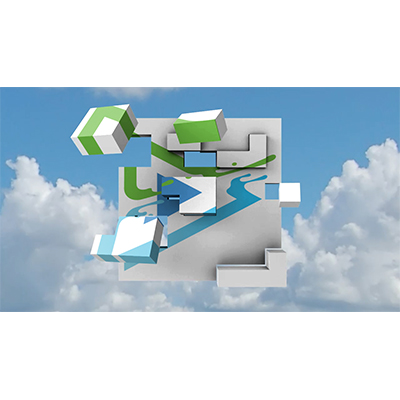 Right-angled pieces fly in to form your custom logo.