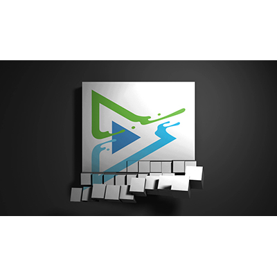 A group of sqaures come together to form a larger square with you custom logo.