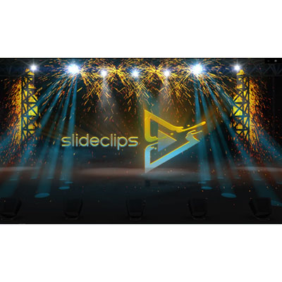 This custom stage pyrotechnic logo reveal shows your logo obscured at the back of the stage, then when the sparks start flying, your logo moves front and center of the stage.  This is a great what to showcase your logo.  &lt;br&gt;&lt;br&gt;Although created as a logo reveal, feel free to add any image or text you desire.