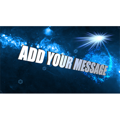 A flaring light trailing sparkles swirls around your custom message.