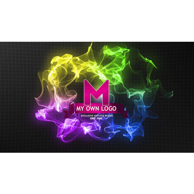 This particle smoke wave logo reveal shows a light guiding colored smoke around until it reaches the center where it explodes out revealing your logo.