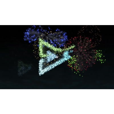 Fireworks explode revealing your custom logo or design.