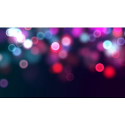 Gently flowing multicolored dots across a dark background.