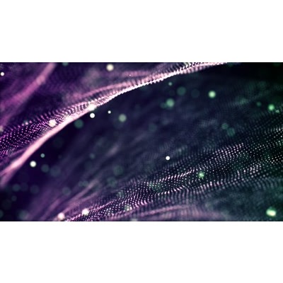 Gently twisting veil of lights dotted across a darkened surface.