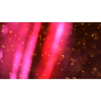 Colorful glowing particles flow across a darkened background.