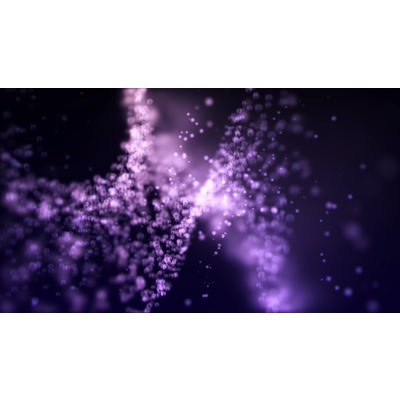 Purple and white particles float in this abstract video.