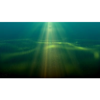 Green rays ripple across this abstract video background.