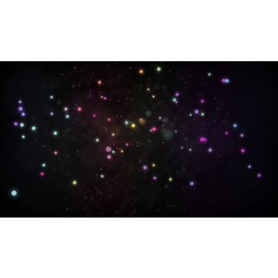 Colorful particles appear across this abstract video.