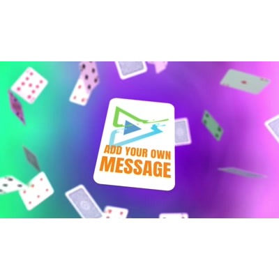 A deck of playing calls fall, then scatter when a card with your custom design swivels into view.