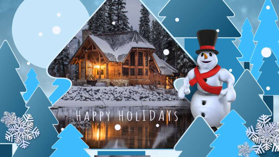 holiday snowman photo layout video background preview image.