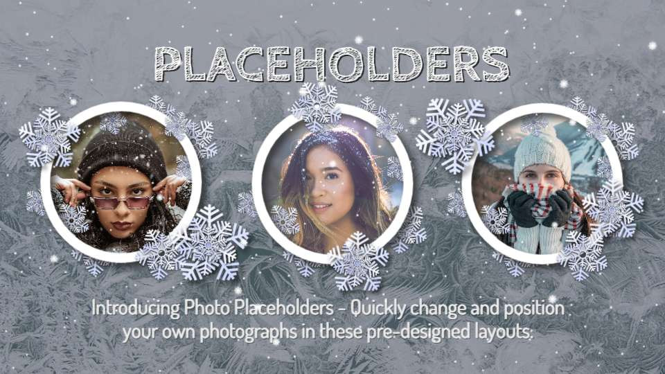 winter three photo layout video background preview image.