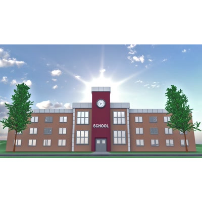 School building during sunrise.