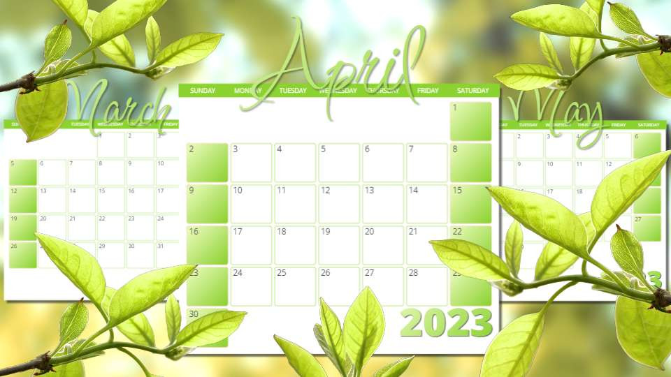 spring calendar leaves video background preview image.