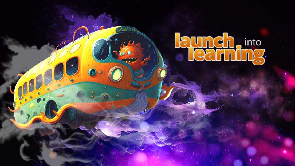 cosmic school bus video background preview image.