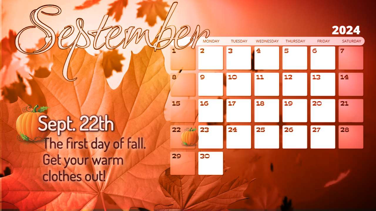 september calendar video background preview image.