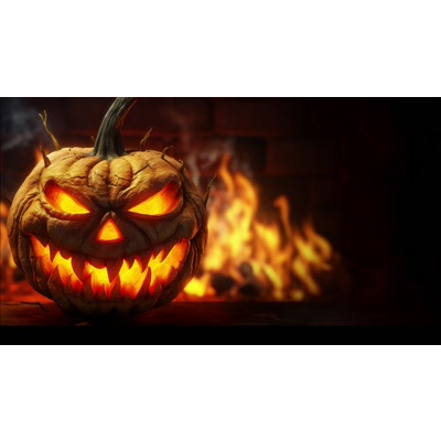 A sinister glowing Jack-O-Lantern Spooky Video Background. Perfect for a creepy haunted slides in presentations for PowerPoint and Google slides.