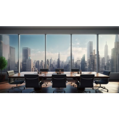 Elevate virtual meetings with our Cityscape Conference Room Video Background. Immerse your audience in sophistication.