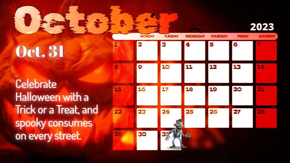 october calendar video background preview image.