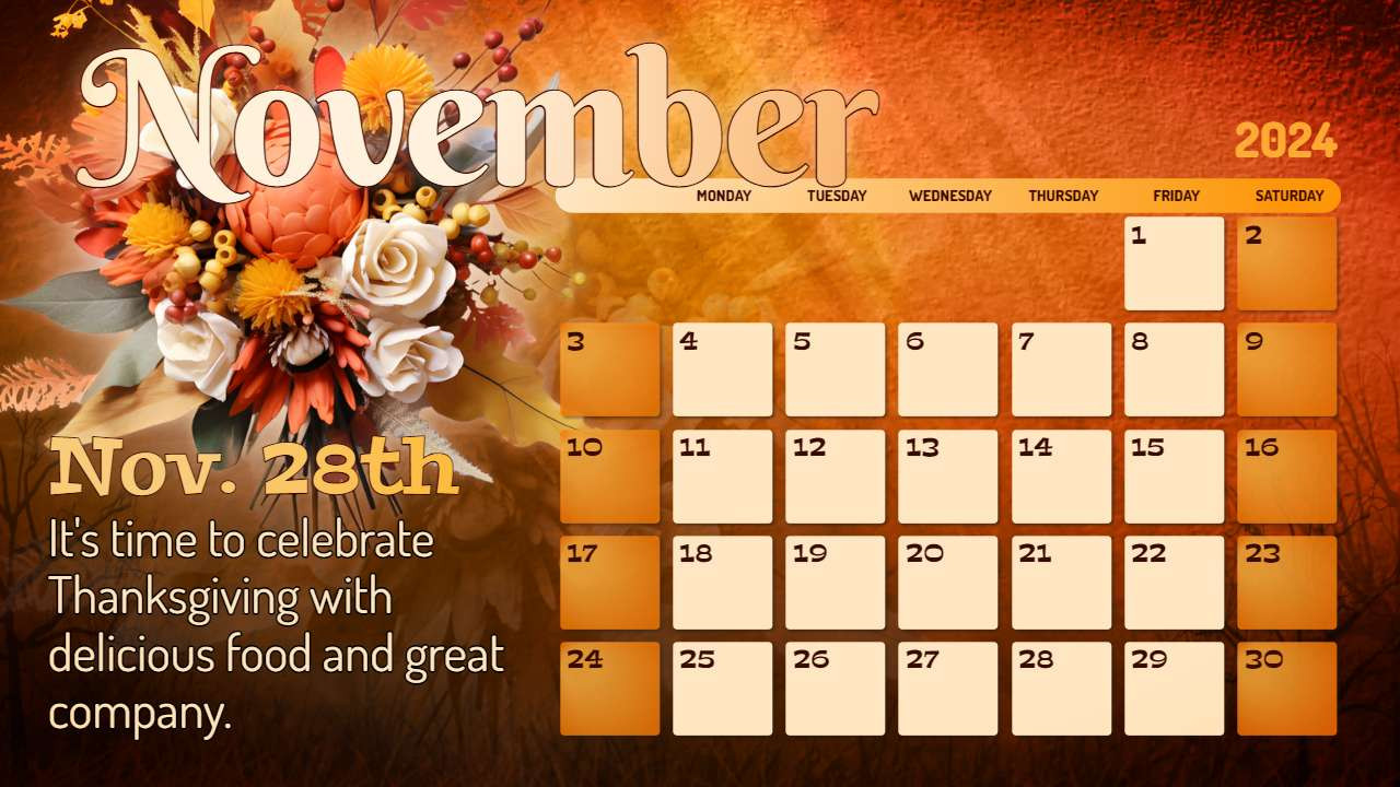 november calendar video background preview image.