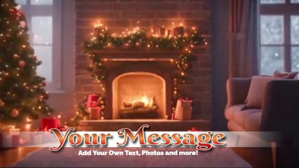 cozy christmas fireplace video background preview image.