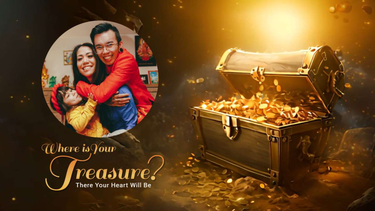 golden treasure chest video background preview image.