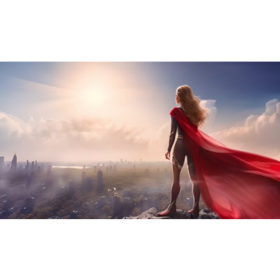 Superhero Watch and Protection Video Background - This motion video depicts a vigilant guardian keep watch with assurance and strength.