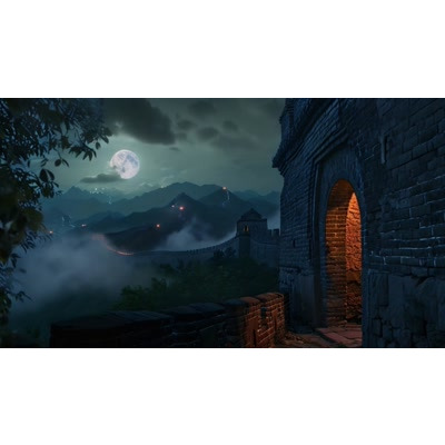 Great Wall of China video background—depicts the iconic structure under a moonlit night, adding cultural history to presentations and media designs.