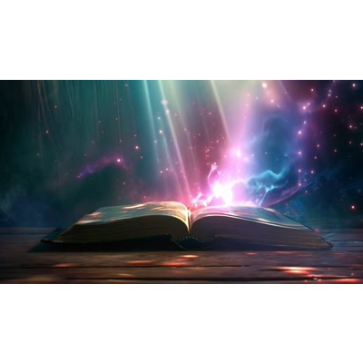 Old Magic Book Video Background—open book, mystic particles, and light; this video vividly depicts enchantment.