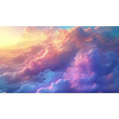 Billowing Clouds Video Background: A tranquil scenery unfolds as this motion video depicts gentle cloud movement under a setting sun&#039;s pastel hues.