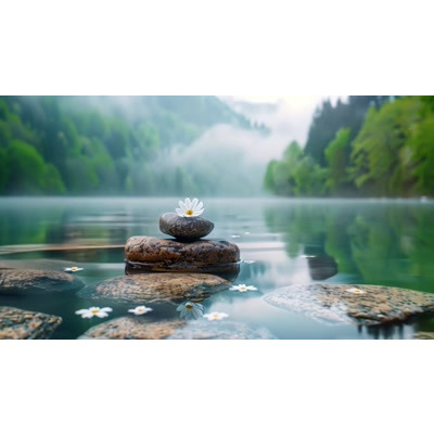 Download Lake Mountain Serenity Video Background: This motion video depicts a tranquil view of a pristine mountain lake.