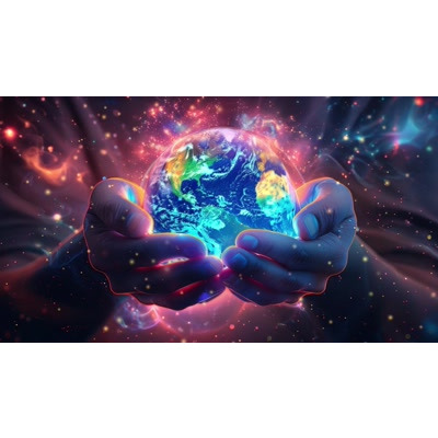 World in the Palm of your Hands - motion video. This video depicts a radiant Earth held gently against a cosmic backdrop.