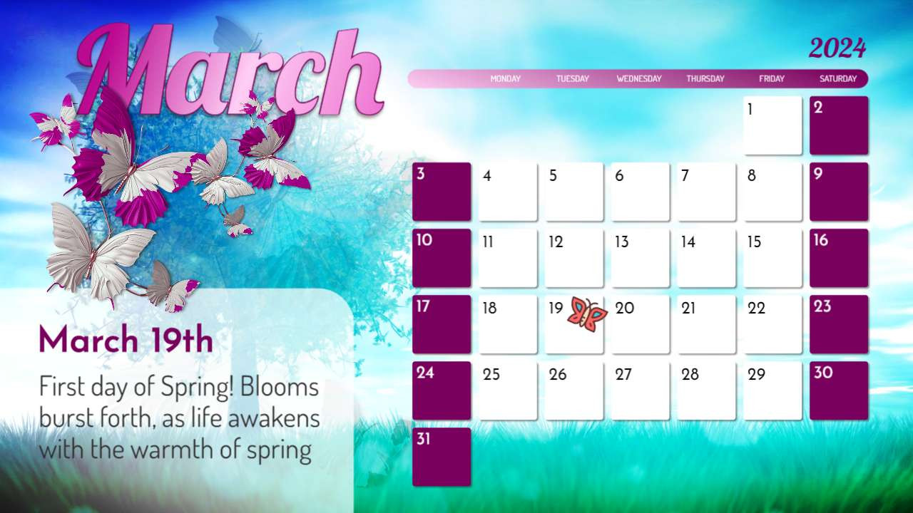 march spring calendar video background preview image.