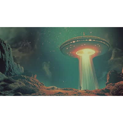 Download this Flying Saucer Video - A Futuristic Motion Background to overlay text or images in PowerPoint / media designs.