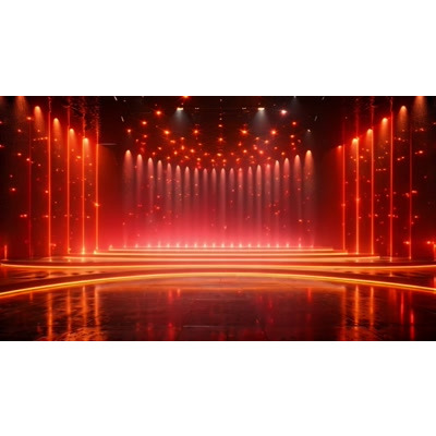 Download this video background of a glitzy stage with falling particles.  Use as a backdrop for presentation slides and media motion designs.