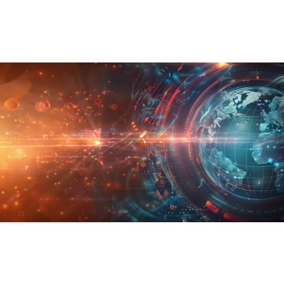 Download this digital earth interface video as a background for PowerPoint and media design projects.