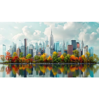 Download this cityscape reflection concept symbolizing introspection and balance within an urban environment, customizable for personal clarity.