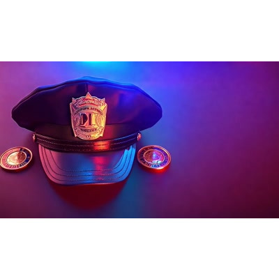 Download this police cap video background, symbolizing order and safety with flashing lights for active response.