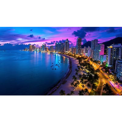 Download this video capturing the perfect vacation blend of tropical beach serenity and vibrant city nightlife.