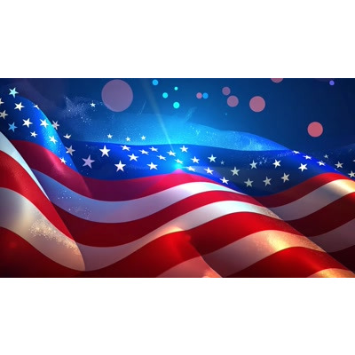 Download this patriotic stylized USA flag waving with glowing effects. Perfect for Independence Day, Memorial Day, Veterans Day, and national themes.