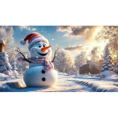 Download this video of a snowman in a snowy landscape to add winter magic and holiday charm to your seasonal presentations.