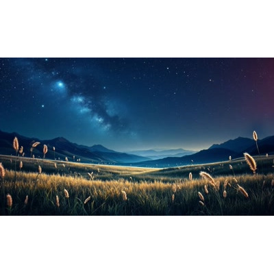 Animated night sky grass video background for presentations on nature, meditation, wellness, or calming visual storytelling.