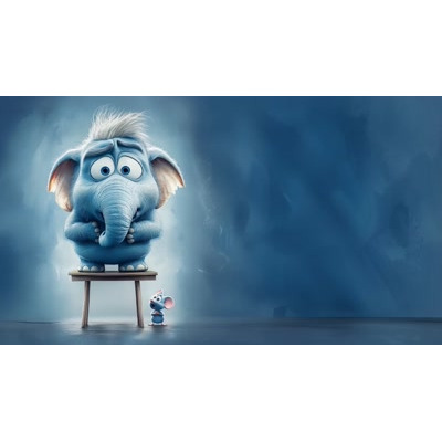 This delightful video background showcases an elephant humorously scared of a mouse, perfect for light-hearted presentations.